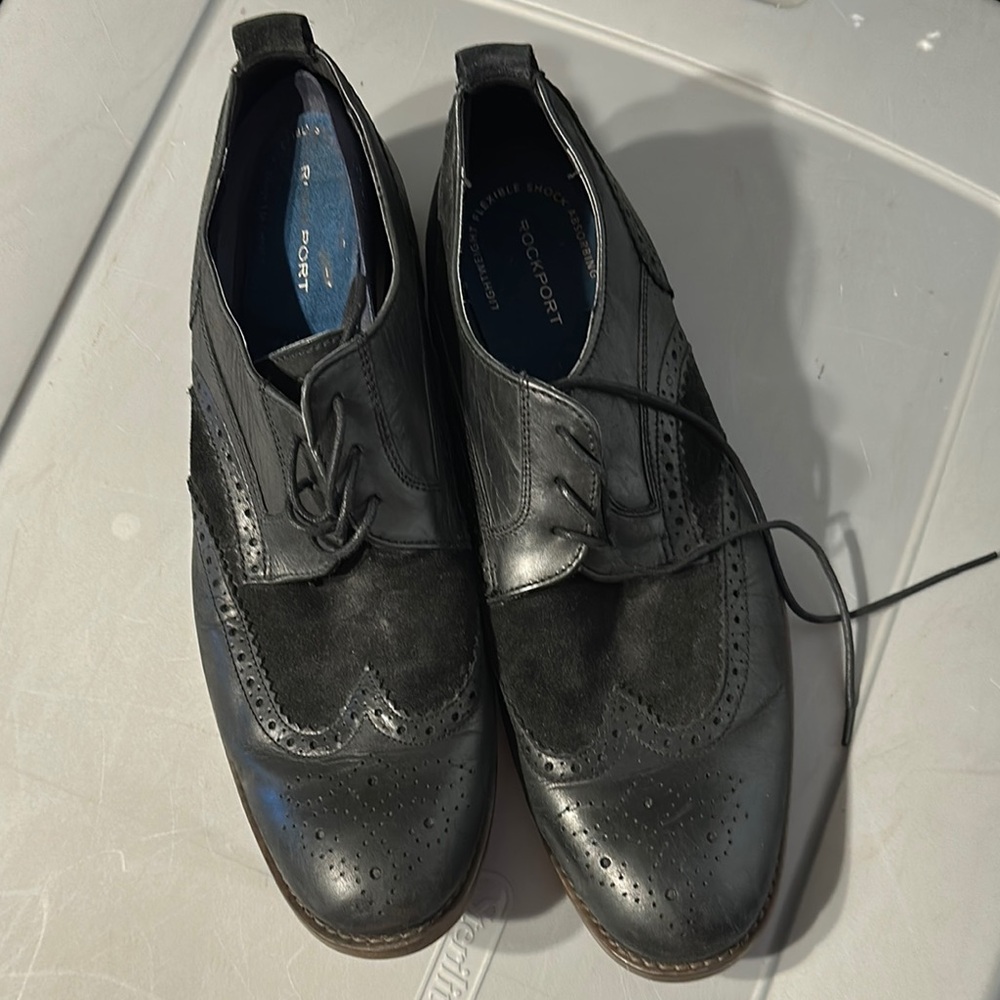 Rockport Black Leather Oxford Shoes Classic Design